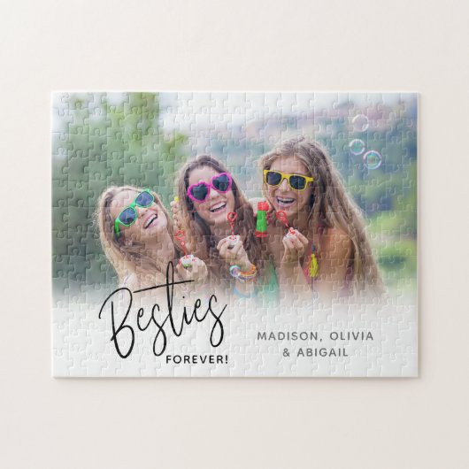 Besties Forever Best Friends Script Foto Puzzle (Horizontal)