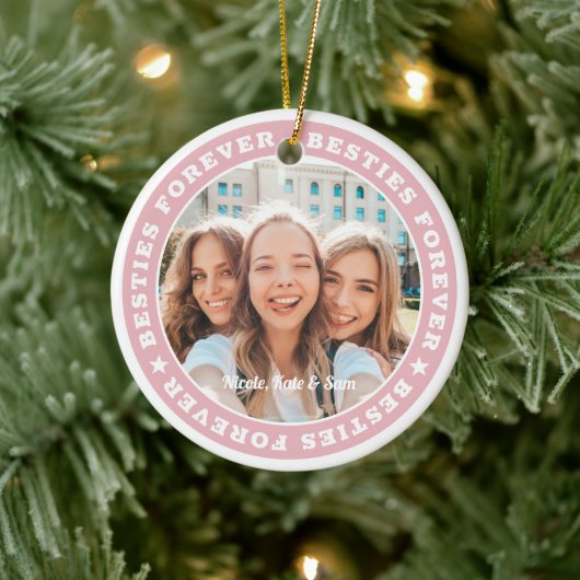 Besties Forever BESTE FREUNDIN Einfaches modernes Keramik Ornament (Baum)