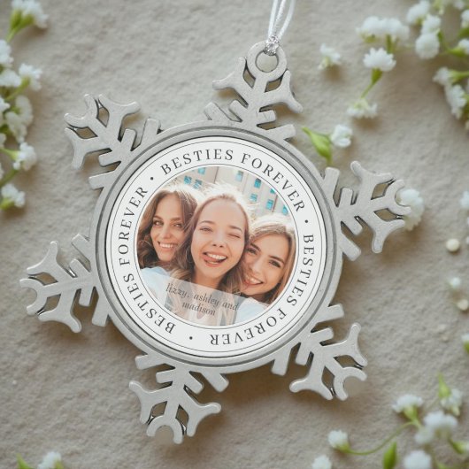 Besties Forever BESTE FREUNDIN Einfaches modernes  Schneeflocken Zinn-Ornament