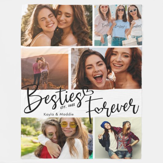 Besties Forever BESTE FREUNDIN Moderne Script Foto Fleecedecke (Vorderseite)