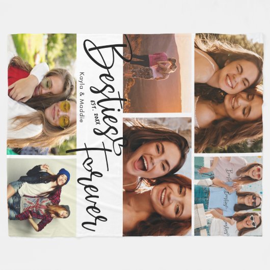 Besties Forever BESTE FREUNDIN Moderne Script Foto Fleecedecke (Vorderseite (Horizontal))
