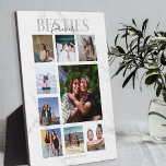 Besties Forever Foto Collage Fotoplatte<br><div class="desc">Erinnerungen machen die besten Geschenke, die besten Freunde werden diese nachdenkliche, moderne Collage aus Foto Liebe, für Galantinstag, Geburtstage, Weihnachten und andere besondere Mitgefühl. Die Plakette besteht aus 9 Fotos, dem Vorlagentext "BESTIES, FOREVER", auf grauem und weißem Marmorboden, personalisiert mit Ihren Namen. Alle Stile und Farben des Schriftartes können geändert...</div>