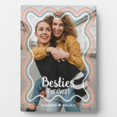 Besties Forever Foto Retro Wavy Rainbow Border Fotoplatte (Vorderseite)