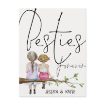 Besties Forever Friends Names Girls Script Postcar