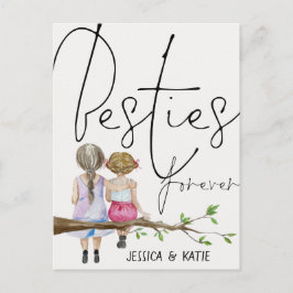 Besties Forever Friends Names Girls Script Postcar Postkarte