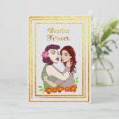 Besties Forever greetings Feiertagskarte (Stehend Vorderseite)