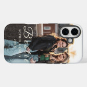 Besties Forever iPhone 16 Hülle – Foto & Name (Rückseite (Horizontal))