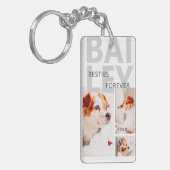 Besties Forever Modern Bold Three Foto Collage Schlüsselanhänger (Vorderseite links)
