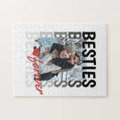 Besties Forever Ombre Typografy Foto Overlap Puzzle (Horizontal)