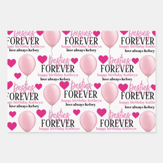 Besties Forever Personalisiert Geschenkpapier Set (Vorderseite)