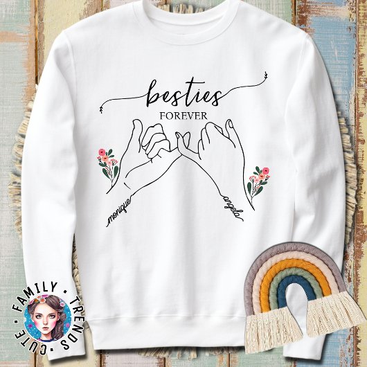 Besties Forever Pinky Versprechen Blume Custom Gif Sweatshirt