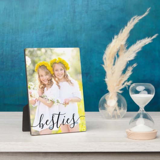 Besties Foto Black Script Typografie Overlay Fotoplatte (Seite)