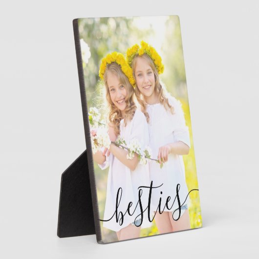 Besties Foto Black Script Typografie Overlay Fotoplatte (Seite)