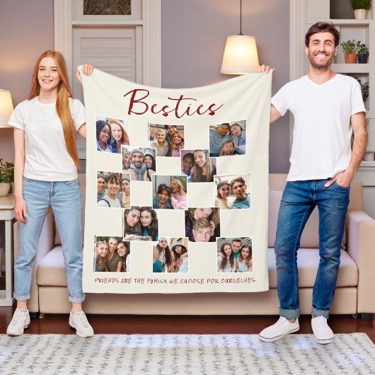 Besties Foto Collage Cream Fleece Blanket