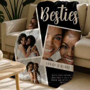 Besties-Foto-Collage-Schwarze-Fleece-Decke Fleecedecke