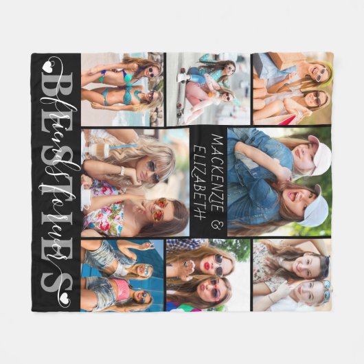 BESTIES Friends Forever Script 8 Foto Black Fleecedecke (Vorderseite (Horizontal))
