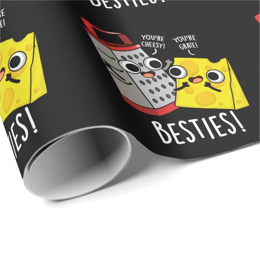 Besties Funny Cheese Grater Pun Dark BG Geschenkpapier (Rolleneckpunkt)