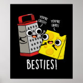 Besties Funny Cheese Grater Pun Dark BG Poster (Vorne)