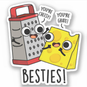 Besties Funny Cheese Grater Puns Aufkleber