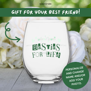 "Besties fürs Leben" Geschenk für beste Freundin Weinglas Ohne Stiel