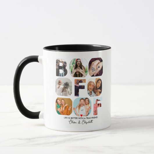 Besties Gift BESTE FREUNDIN Foto Collage Personali Tasse (Links)