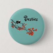 Besties Gift Two Birds on Tree Branch Button (Vorderseite)