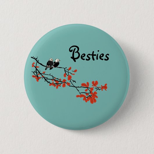 Besties Gift Two Birds on Tree Branch Button (Vorderseite)
