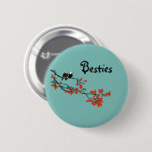 Besties Gift Two Birds on Tree Branch Button (Vorne & Hinten)