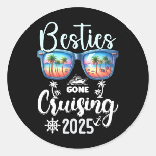 Besties Gone Cruising 2025 Mädchen passend Frauen Runder Aufkleber