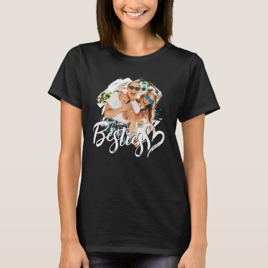 Besties Grunge Simple Modern Heart Cool Photo T-Shirt (Vorderseite)