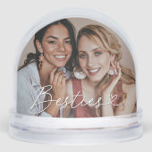 Besties Heart Two Photo Keepsake Schneekugeln (Vorderseite)