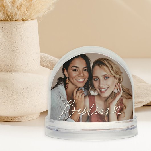 Besties Heart Two Photo Keepsake Schneekugeln