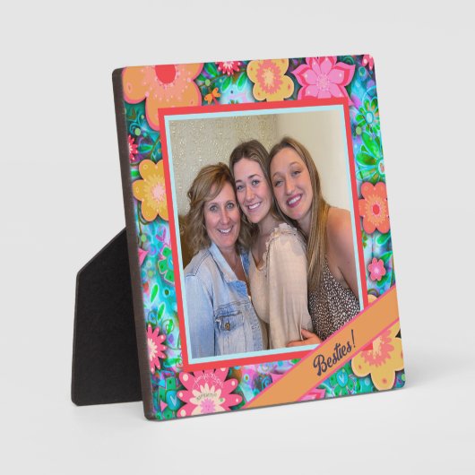 Besties Hübsche florale Whimsical Foto angepasst Fotoplatte (Vorderseite)