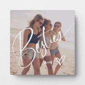 Besties in Trendy Script | Ihr Foto mit Herz Fotoplatte (Vorderseite)