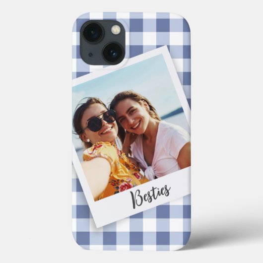 Besties Instant Foto Blue Schachbrett Case-Mate iPhone Hülle (Rückseite)