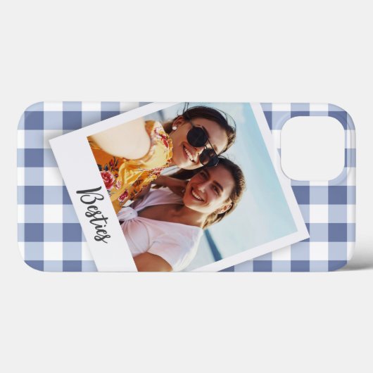 Besties Instant Foto Blue Schachbrett Case-Mate iPhone Hülle (Rückseite (Horizontal))