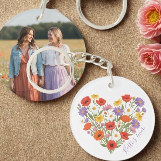 Besties Keychain - Heart Wildflower Bouquet Schlüsselanhänger