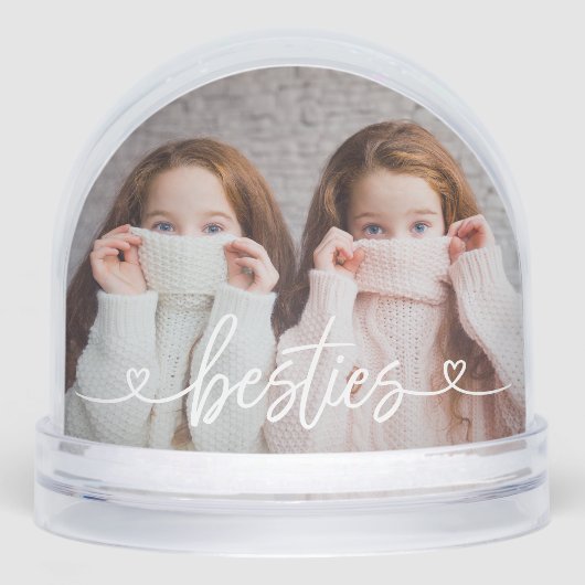 Besties Liebe Hört Personalisiertes Foto Schneekugeln (Vorderseite)