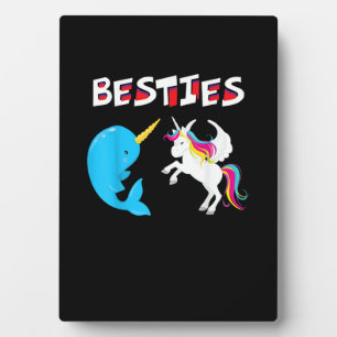Besties Lustiges Einhorn und Narwal Narwhal T-Shir Fotoplatte