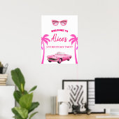 Besties Malibu Pink Doll Beach Geburtstag Poster (Heimbüro)