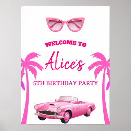 Besties Malibu Pink Doll Beach Geburtstag Poster