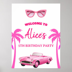 Besties Malibu Pink Doll Beach Geburtstag Poster