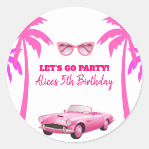 Besties Malibu Pink Puppe Strand Geburtstag Runder Aufkleber