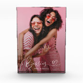 Besties Modern Heart Script Keepake Fotoblock (Vorderseite)