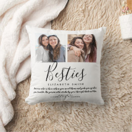 Besties Modern Script Best Friends Quote Foto Kissen