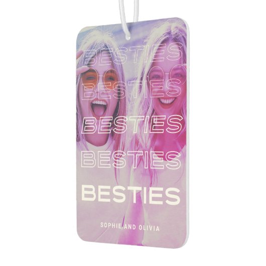 Besties | Moderner Text und Farbeffekt des Fotos Autolufterfrischer (Links)