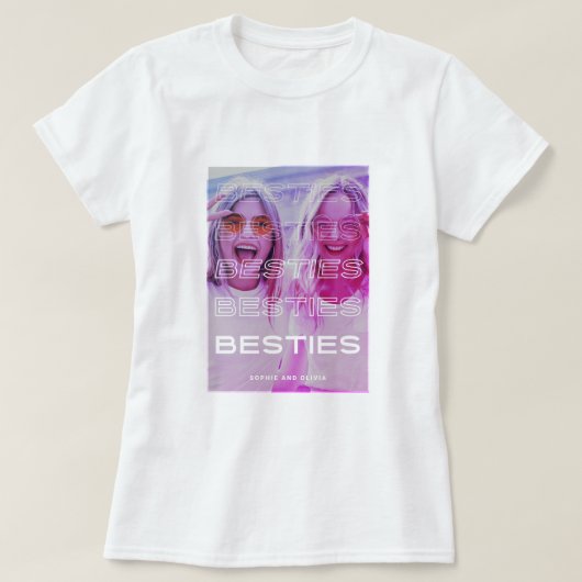 Besties | Moderner Text und Farbeffekt des Fotos T-Shirt (Design vorne)