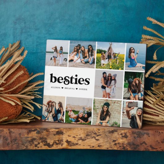 Besties | Modernes Square 10 Fotos Collage Custom Fotoplatte (Seite)