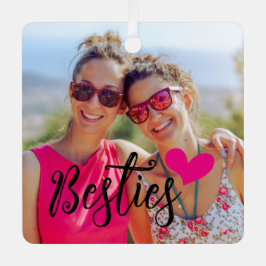 Besties Niedlich Hot Pink Heart Foto Ornament Aus Metall