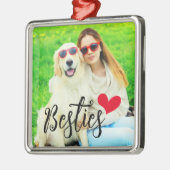 Besties Niedlich Hund Mama Rotes Herz Foto Ornament Aus Metall (Links)